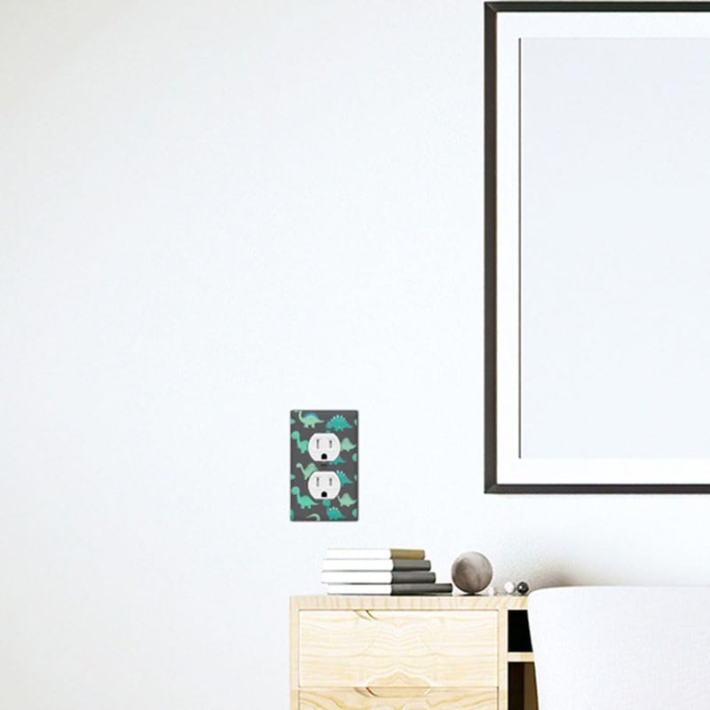 Moslion Green Dinosaur Wall Plate Covers Cartoon Cute Animal Dino 1-Gang Outlet Cover Switch Plug Duplex Home Decorative Office - Image 3